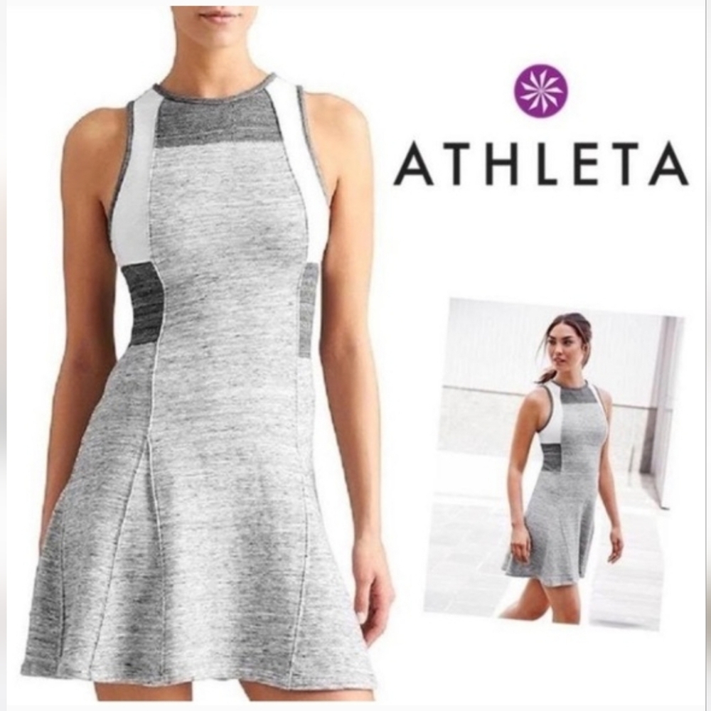 Derek Lam 10C Athleta Dress Size XS Gray White Color Block Sleeveless Activewear